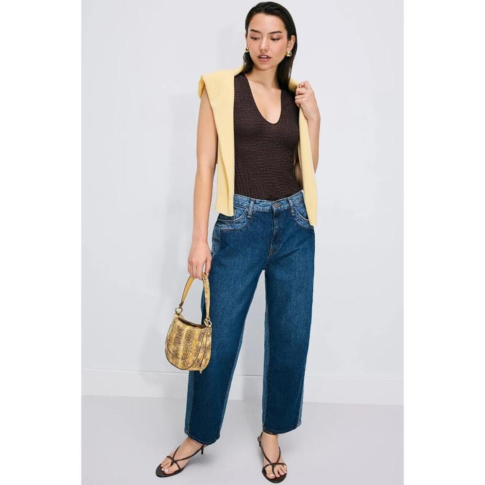 TRIARCHY Women's Kelly Cropped Mid-Rise Straight Leg Size 32